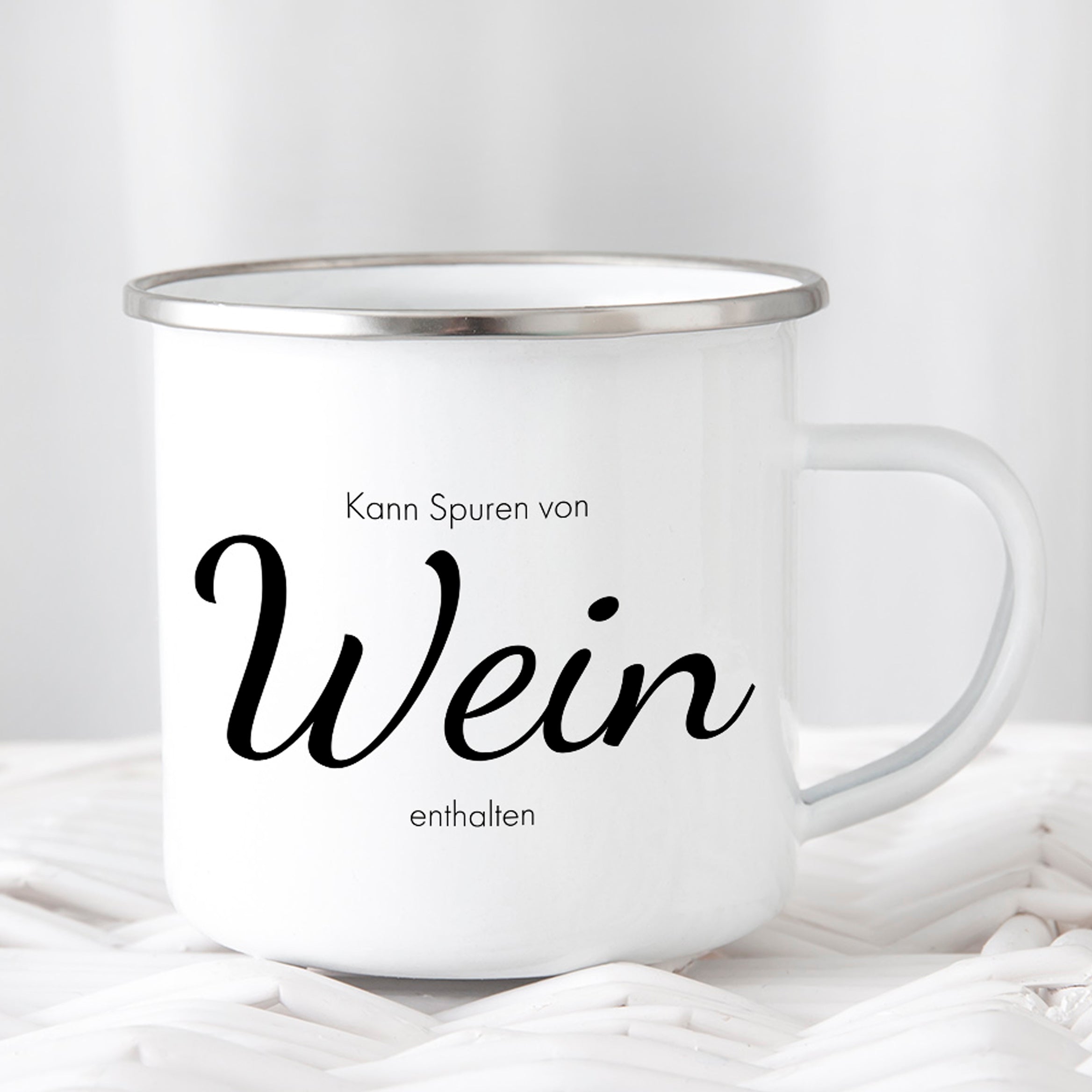 Emaille Tasse "Weinspuren..." - Individuelle Einladung